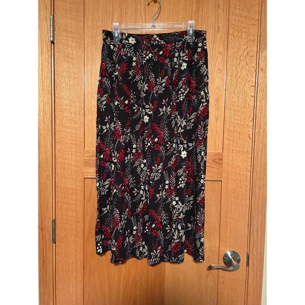 Vintage 90s Radcliffe Petite Floral Maxi Skirt Black Red Women's Large Fairycore